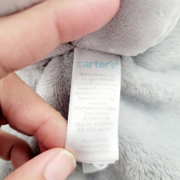 Carter's Gray Elephant Lovey Baby Security Blanket Plush Satin Edge 14" x 14" - Picture 7 of 12
